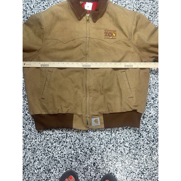 Vintage Carhartt Santa Fe Jacket Duck Red Quilt Lined With Hood J13 BRN 2XL USA - Picture 8 of 16